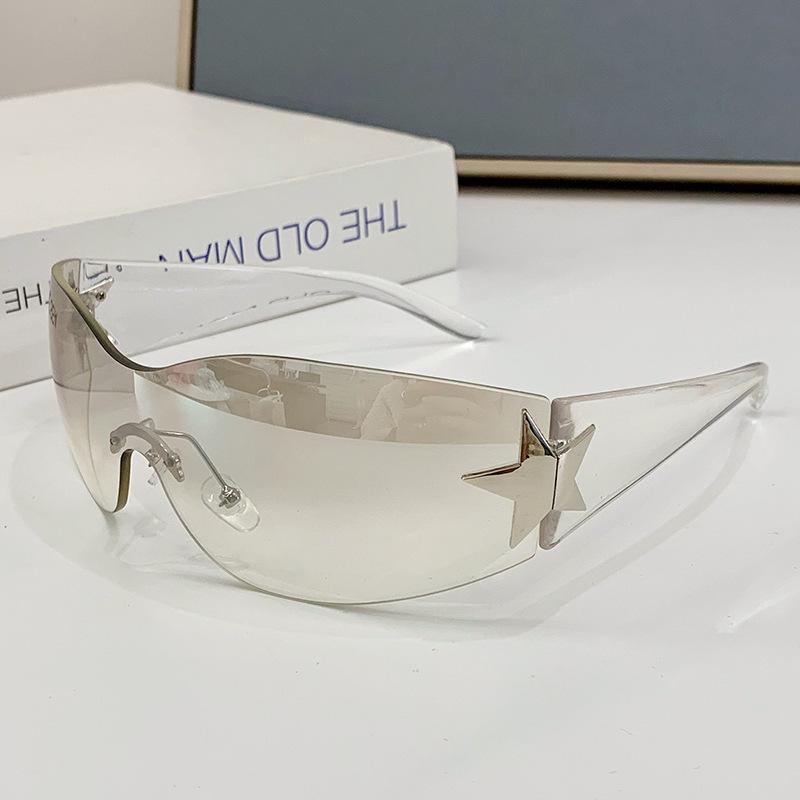 One-piece rimless five-pointed star sunglasses, millennial spice girls street shooting yk glasses, women's European and American personalized su