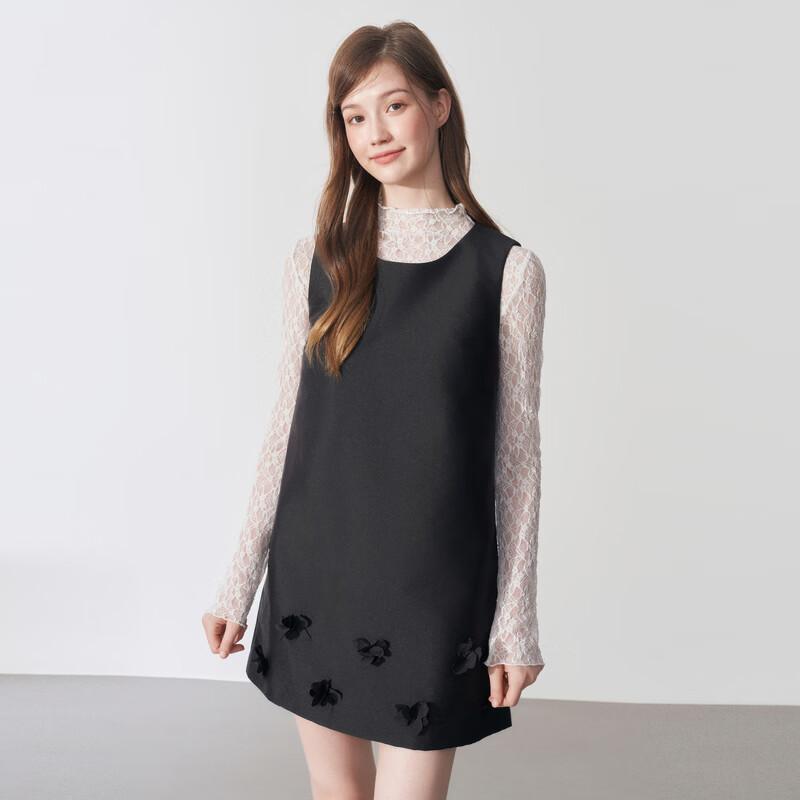 Leding Lady Style Detachable Bow Tie Dress L