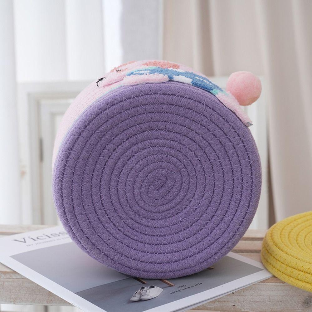 Dachshund Pattern Cotton Rope Storage Basket Round Hand Woven Basket Snack Organizer Box  Toys