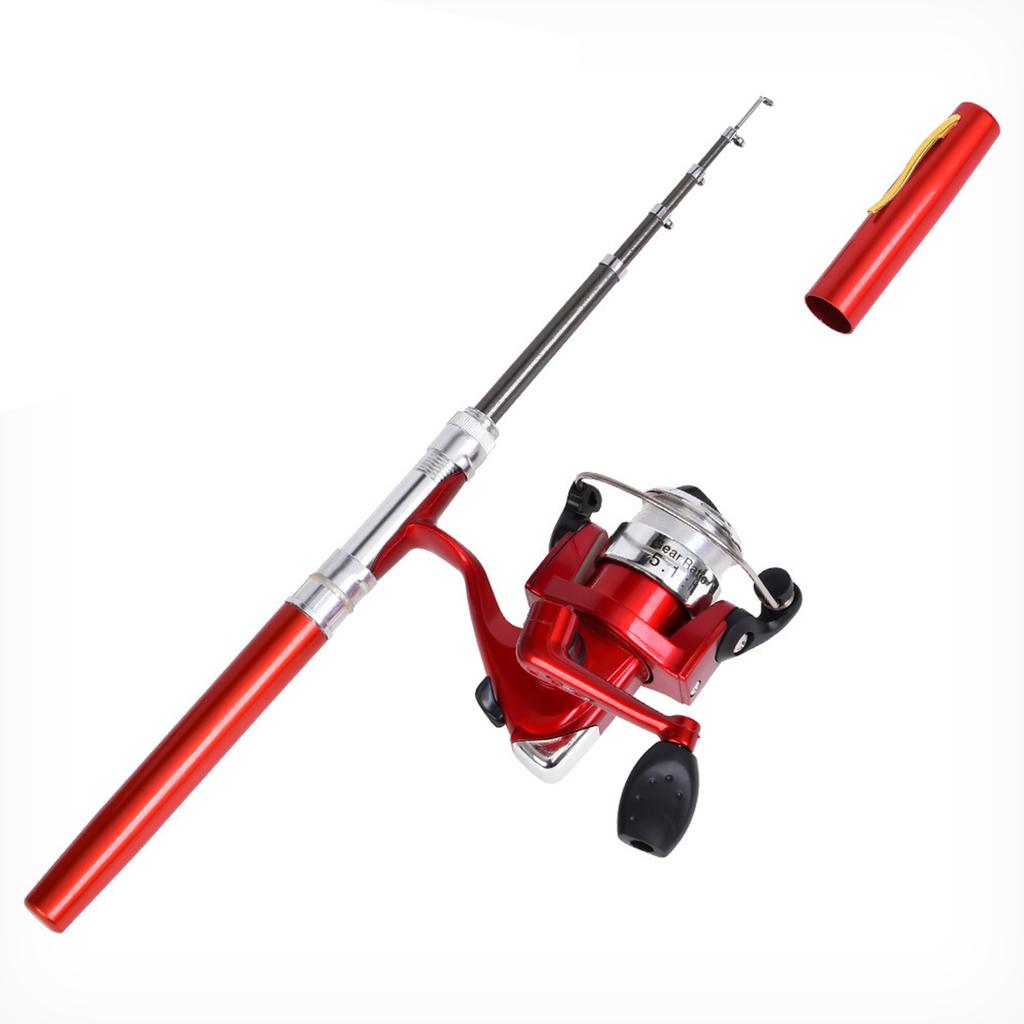 Aluminum Pen Style Fishing Rod with Fishing Reel Accessories Set Mini Telescopic Pocket Pen Shape Fishing Rod Reel Set