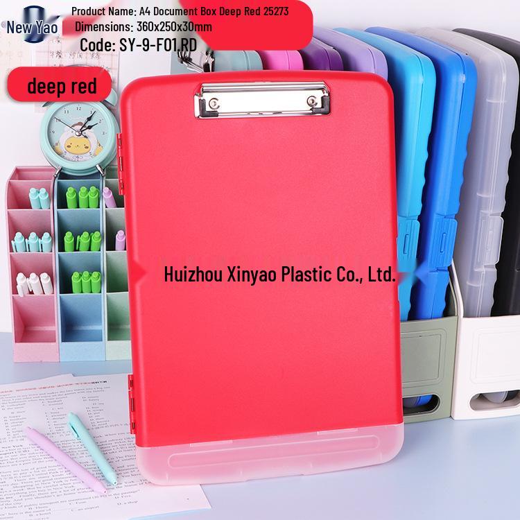 Large Capacity A4 File Box with Pen Slot & Clipboard for A5 Paper Storage