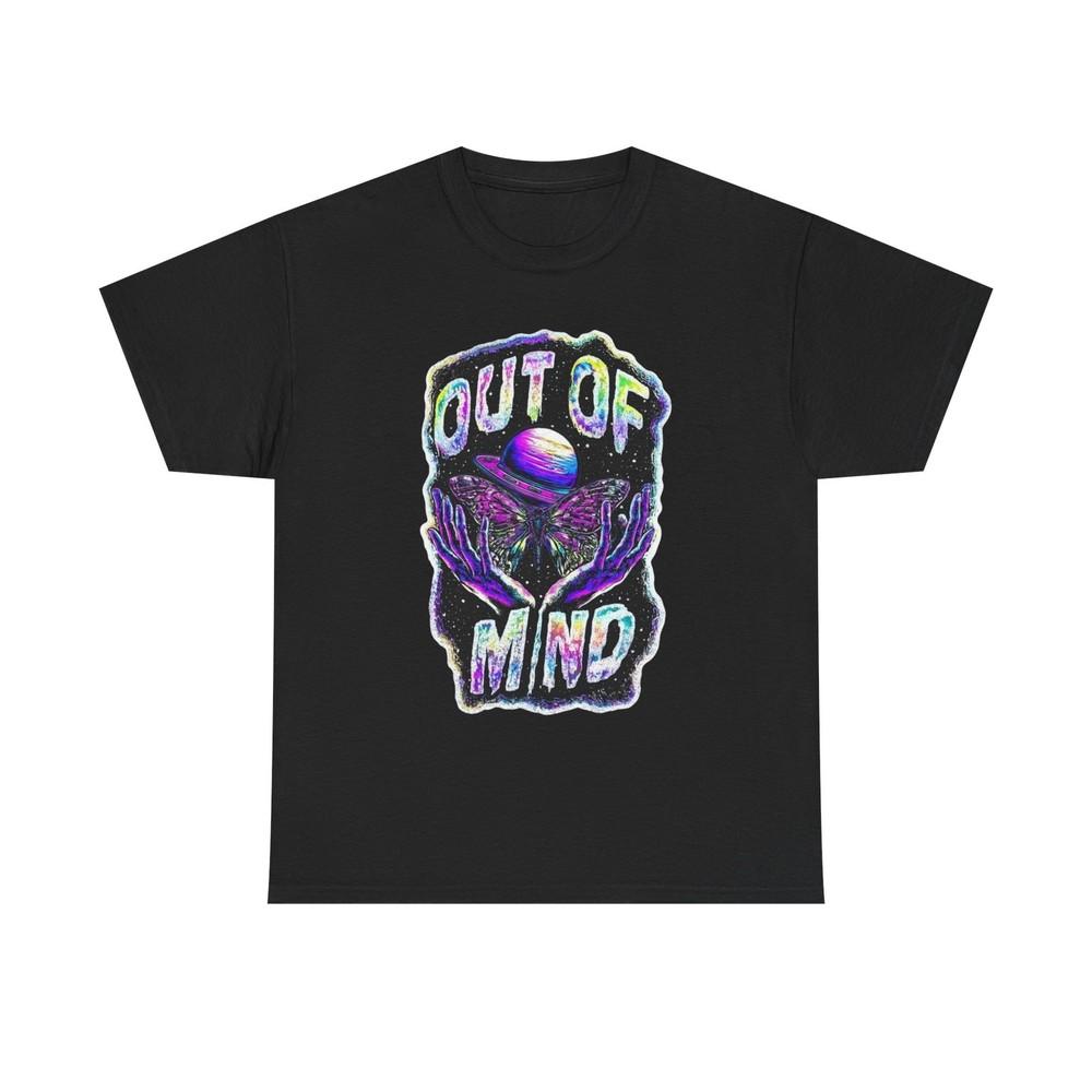 Out Of Mind Groovy Space Graphic T Shirt Unisex Heavy Cotton Tee