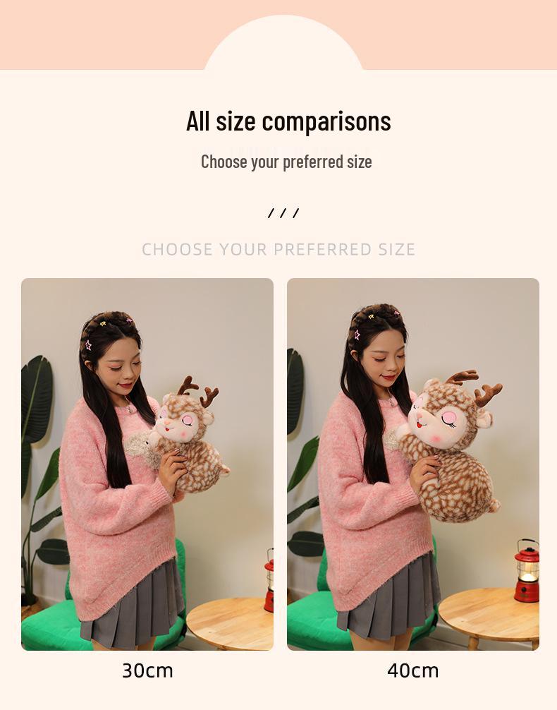 Cute Cartoon Sika Deer Plush Toy - Lying Fawn Pillow Doll
