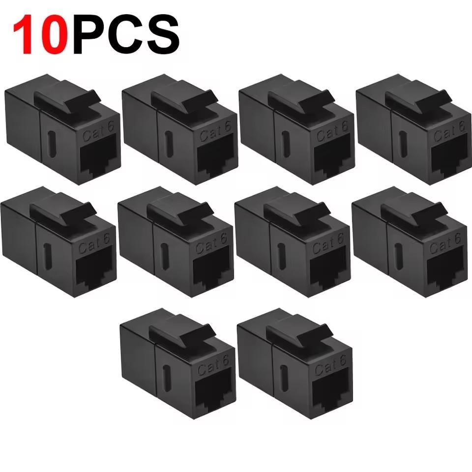 2/6/10PCS Cat6 Shielded Keystone Coupler Female To Female RJ45 10Gbps High-speed Ethernet Cable Extender Adapters Connectors