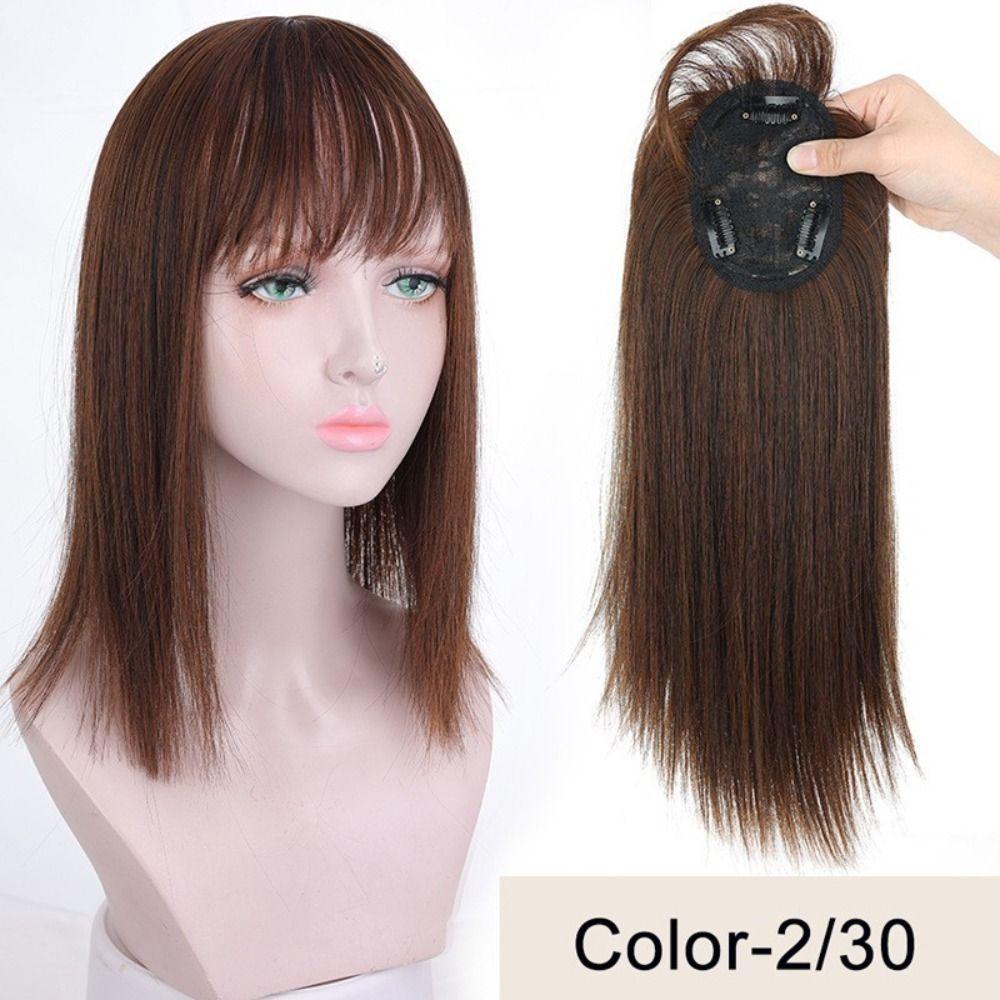 Clip In Increase Hair Volume Topper Hair Piece Long Straight Wig Head Top Wig Block 3D Hair Bangs