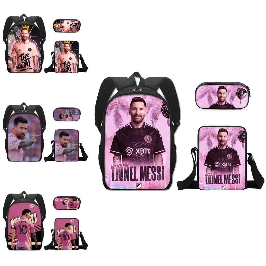 Modern Miami Messi Backpack Set With Breathable Polyester And Lightweight Design For School Use
