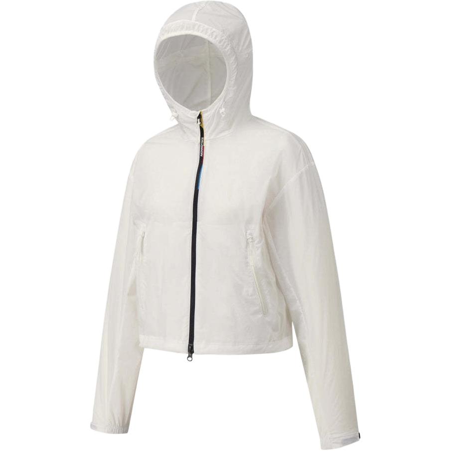 Salomon Modisey Aero Logo Outdoor Hooded Windbreaker Loose Long Sleeve Jacket Women jackets White C28215