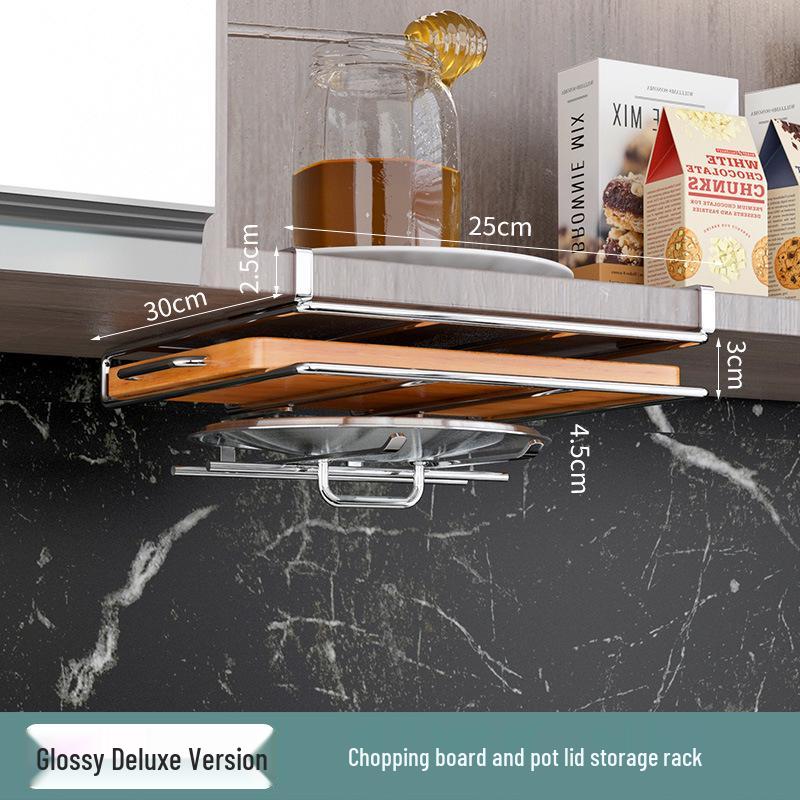 Stainless Steel Kitchen Storage Rack: Hanging Organizer with Cabinet Baskets & Paper Towel Holder