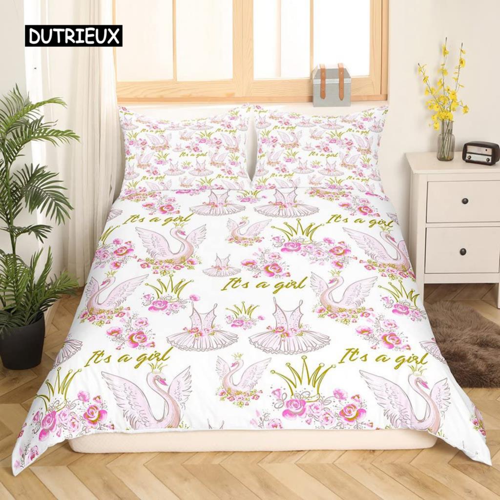 

Пододеяльник с изображением лебедя King Queen Красивый элегантный белый комплект постельного белья с изображением животных для детей и подростков для взрослых Мягкий полиэстеровый пододеяльник с изображением дикой природы и озера EU single(135x200cm)