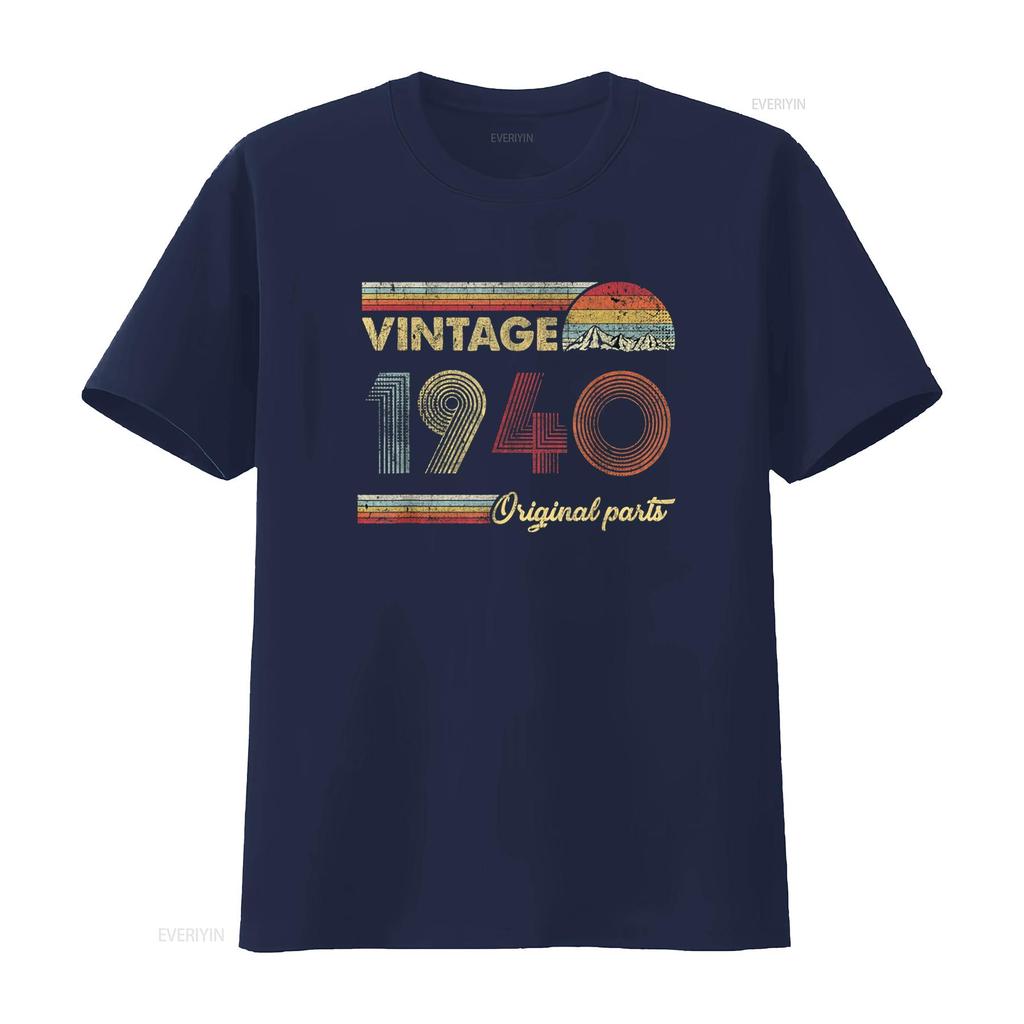 Retro Original Parts 80th Vintage 1940 Birthday T Shirt vintage Washed Stretched graphic streetwear Top For Everyday Wear