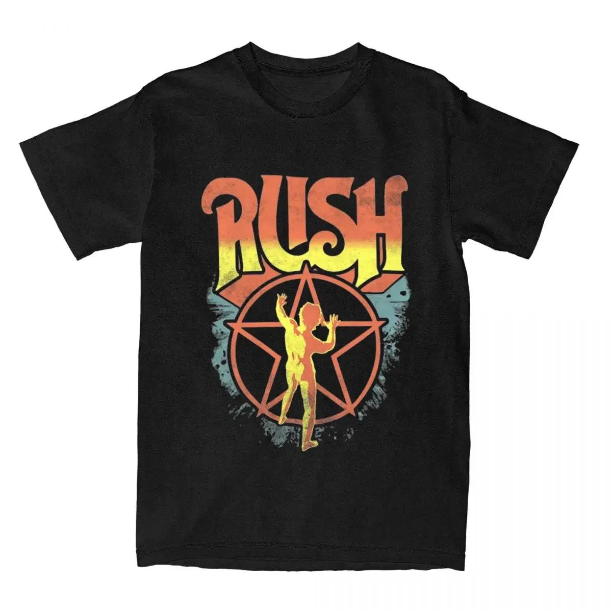 Футболка с принтом группы Rush Rock Moving Pictures 1981 Тур Футболка для взрослых Y2K Чистый хлопок Летняя с круглым вырезом Модная футболка S