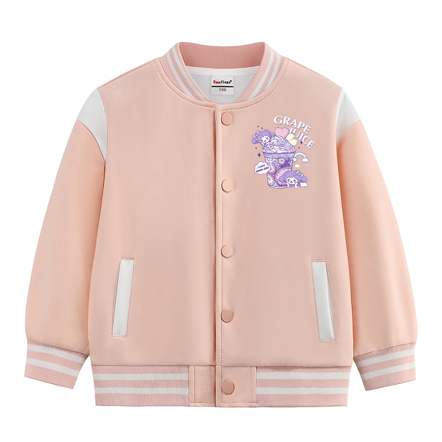 

Girls Plush Lined Baseball Jacket - 2026 College Style Autumn/Winter, Medium & Large Sizes 90 cm (Height: 80-90 cm)