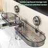2Pcs Suction Cup Storage Holder Shower Shelf Strong Load-bearing Hollow Structure Design Bathroom Multi-Function Organizer