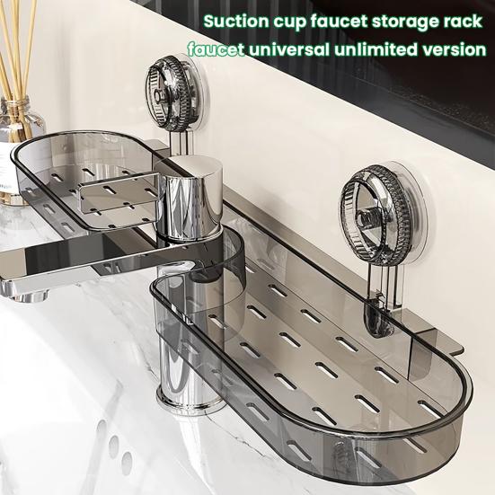2Pcs Suction Cup Storage Holder Shower Shelf Strong Load-bearing Hollow Structure Design Bathroom Multi-Function Organizer