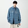 Spring and Autumn New Trendy Brand Loose Shirts and Jackets for Boys Versatile Plaid Hong Kong Style Casual Loose and Handsome Tops for Men