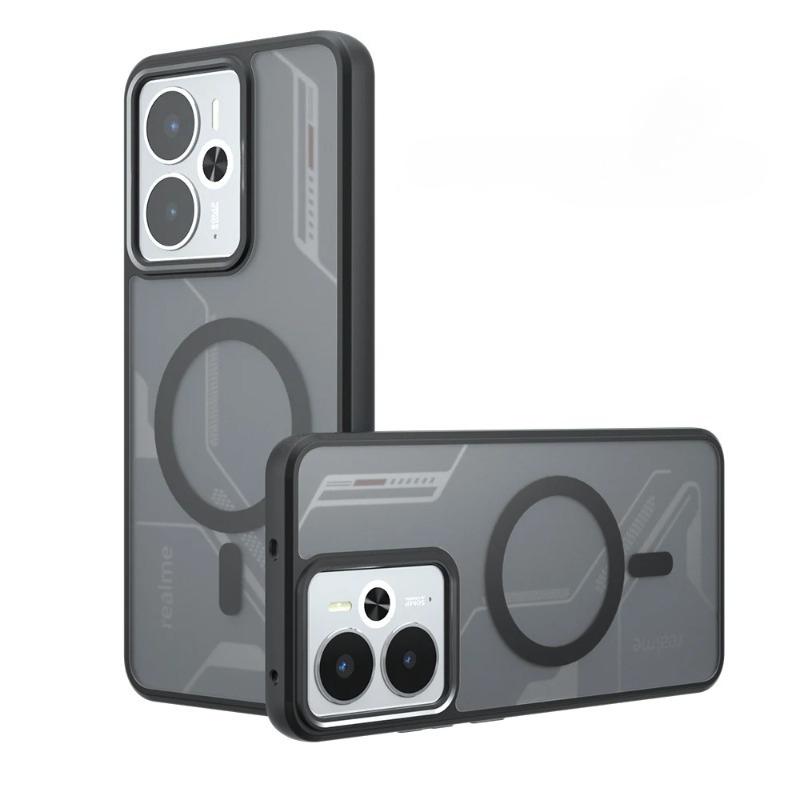 

Противоударный матовый магнитный чехол для телефона Realme 14 14T Magsafe Беспроводная зарядка Задняя крышка-накладка для Realme Neo 7x Realme 14 чёрный