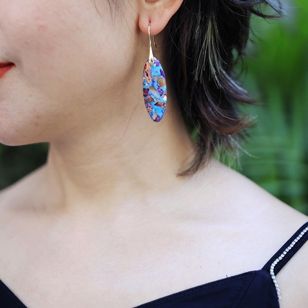 Bohemian Natural Stone Geometric Pendant Earrings Earrings European and American Popular Accessories