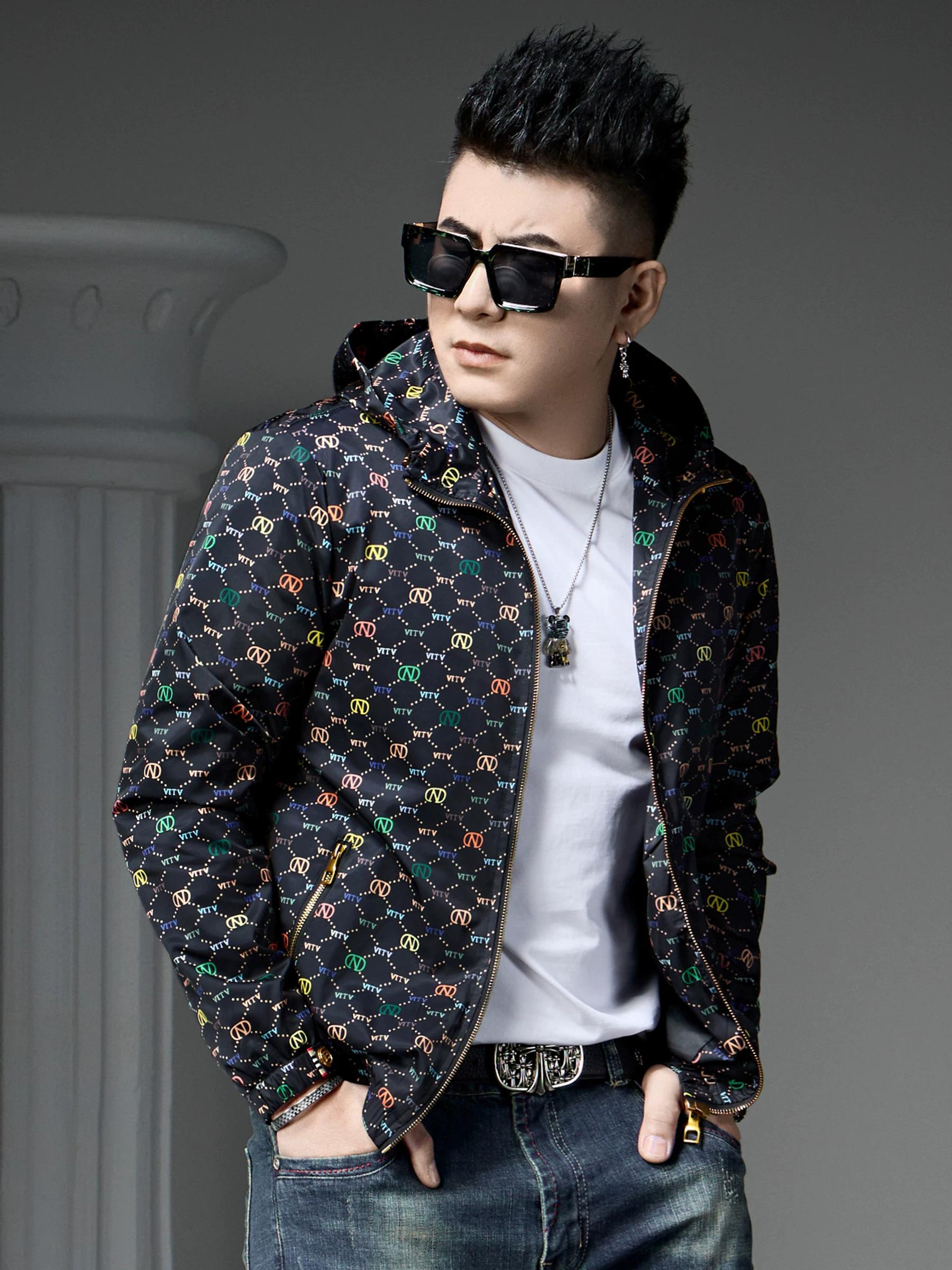 

European Goods 2025 Autumn New Men s Jacket Fashion Casual Top Hoodie Trendy Brand Letter Print Hooded Coat 5XL оранжевый