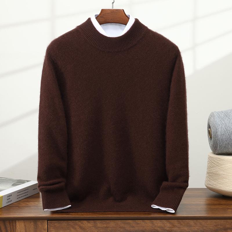 New cashmere sweater men's semi-turtleneck pullover thickened sweater loose and versatile solid color cashmere knitting