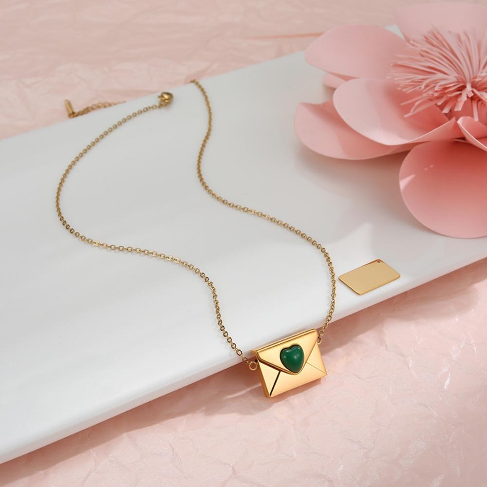 Openable Pendant Sweater Chain Rhinestone Lovers Choker Fashion Envelope Necklace  Gift