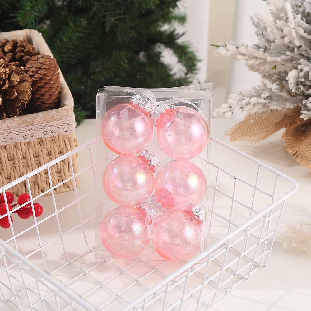 6PCS Plastic Laser Christmas Balls Pendant Small Merry Christmas Decoration Christmas Balls Set Holiday Decoration