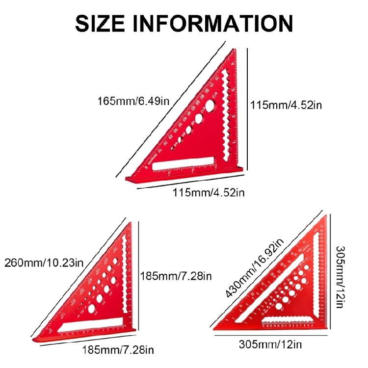 Combination Square for Carpenter Tool Aluminum Triangles Ruler Framing Tool Woodworking Frame Measurement Angles Rulers