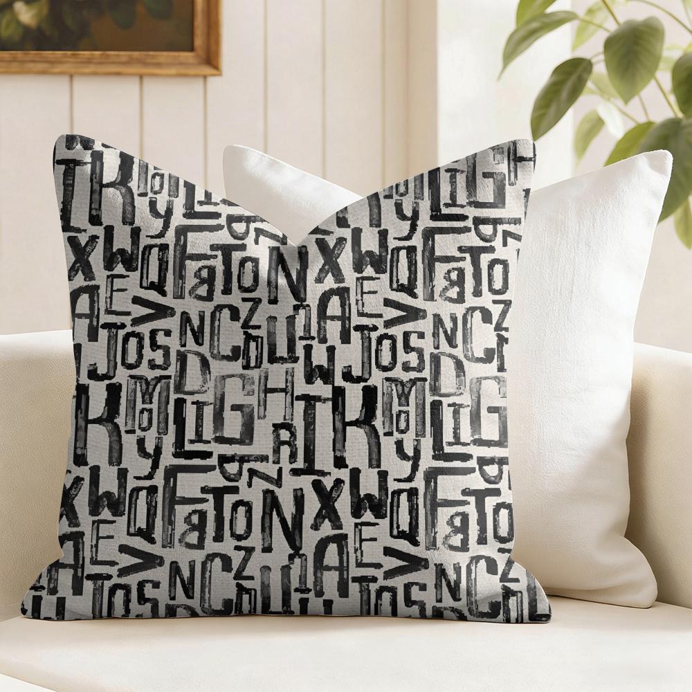 Handwritten Fonts Pattern Cushion Cover Natural Linen Pillow Cover DoubleSided Print Cushion Cover for Sofa Home Decor