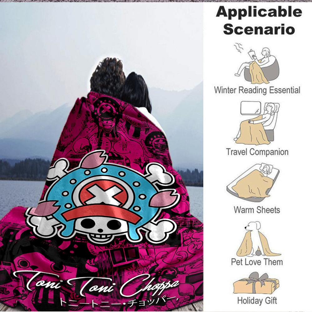 1 Stück ONE PIECE Toni Chopper Flanelldecke, Weich Hautfreundlich mit Digitaldruck, Verschiedene Größen erhältlich für Familie, Freunde, Geburtstag