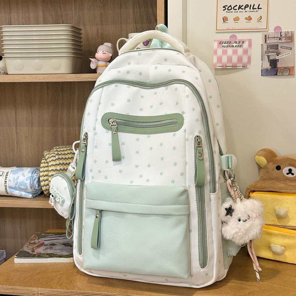 Schoolbag Large Capacity Lightweight Backpack Korean Edition ins Junior High School Student Burden Reduction Ridge Protection School Bag Women's Niche