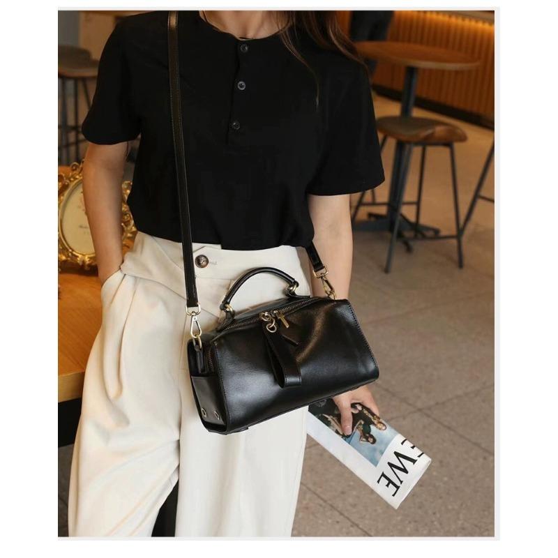 Genuine Leather Women's Bag New Fashionable Top Vegetable Tanned Cowhide Shoulder Bag Korean Style Versatile Hand Crossbody Bag