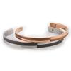 White Clover Pair Bangle Bracelet with Surgical Stainless Steel Check Pattern Diamonds, (316L), Cross,
