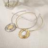 Tooxika Patchwork Oval Mirror Necklace Metal Colour Blocking Pendant Necklace Collar