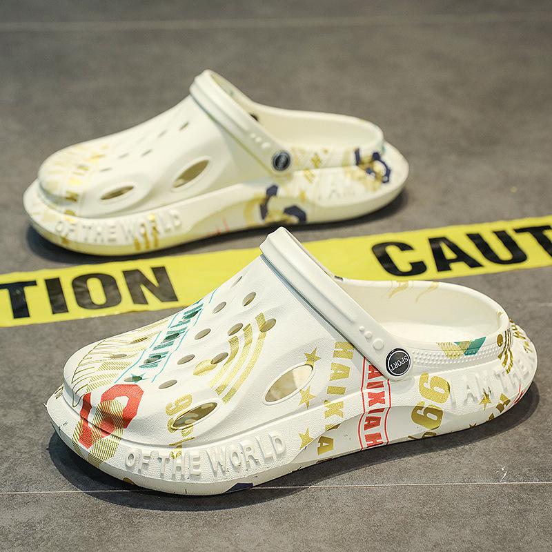 

Кокосовые шлепанцы камуфляжные новые сандалии мужские пляжные туфли для выхода на улицу с закрытым носком садовые повседневные студенческие сандалии 39-40 бежевый