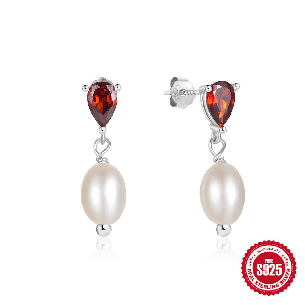 

Simple Pearl Zircon S925 Sterling Silver Temperament Elegant Design Earrings Earrings Pearl Earrings 925 Silver