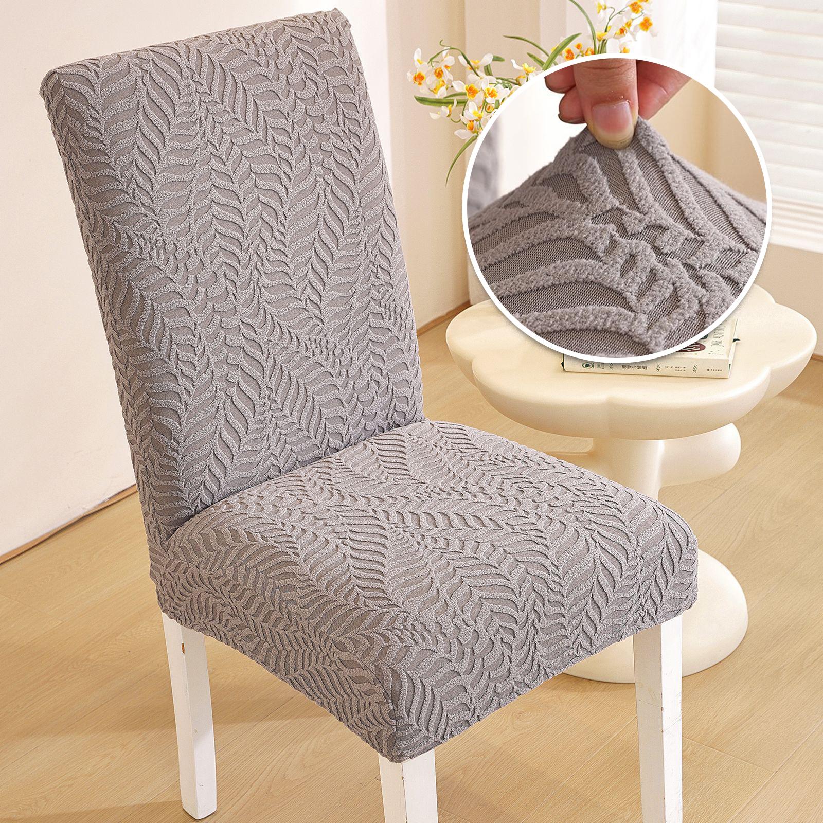 

Високоякісні Жаккардові Чохли на Стільці з Листяним Візерунком, Прані, Розтяжні, Універсальні, Однотонні Чохли на Сидіння для Їдальні El Banquet 1/2/4/6 1PC