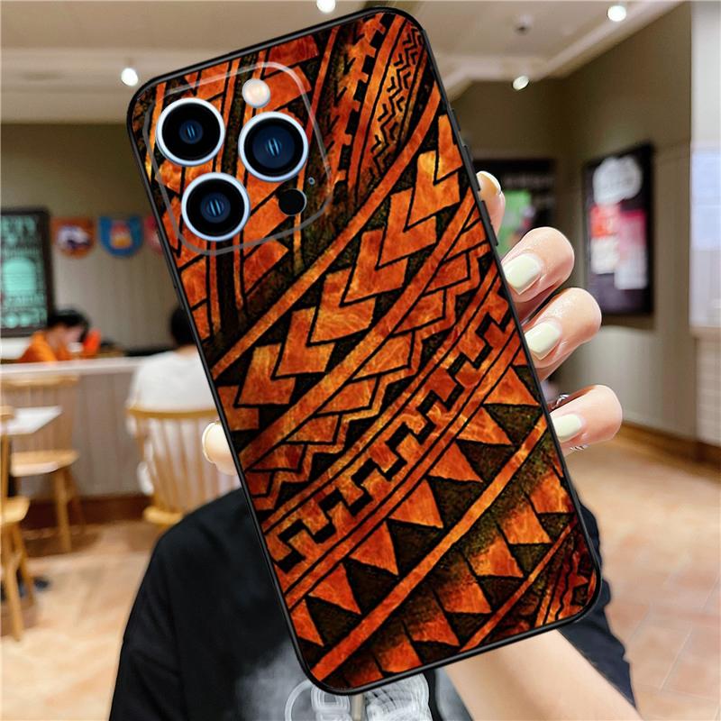 Maori Polynesian Samoan Tribal Case For iPhone 16 15 11 12 13 14 Pro Max XS XR X 7 8 Plus 12 13 Mini Soft Cover