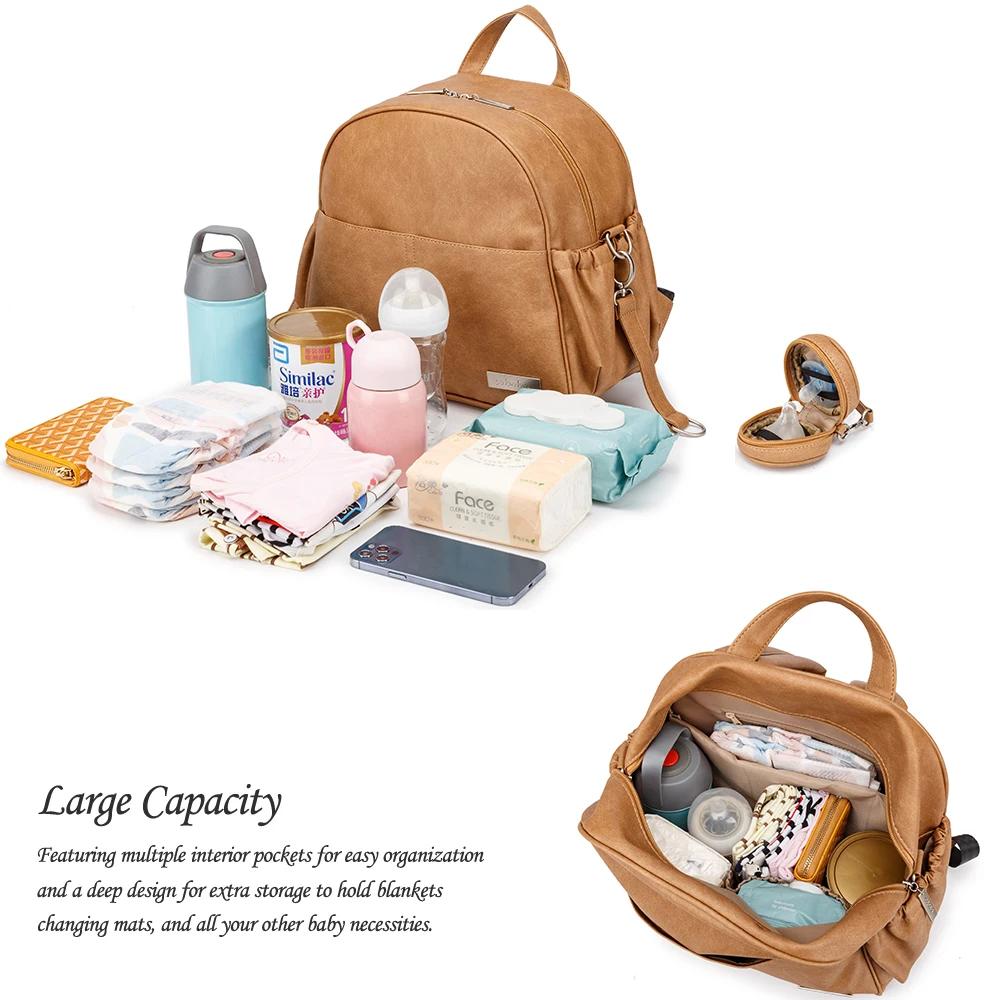 Soboba Diaper Backpack With Pacifier Case Waterproof Large Capacity Diaper Bag For Mom Multi-Function Nappy Bags For Travelling