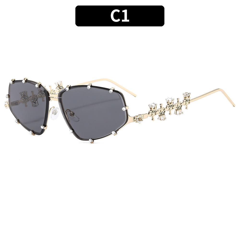 Rhinestone Special-shaped Glasses Women Men Fashion Oversized Cat Eye Glasses Metal Oval Shades Frame Vintage Party Eyeglasses