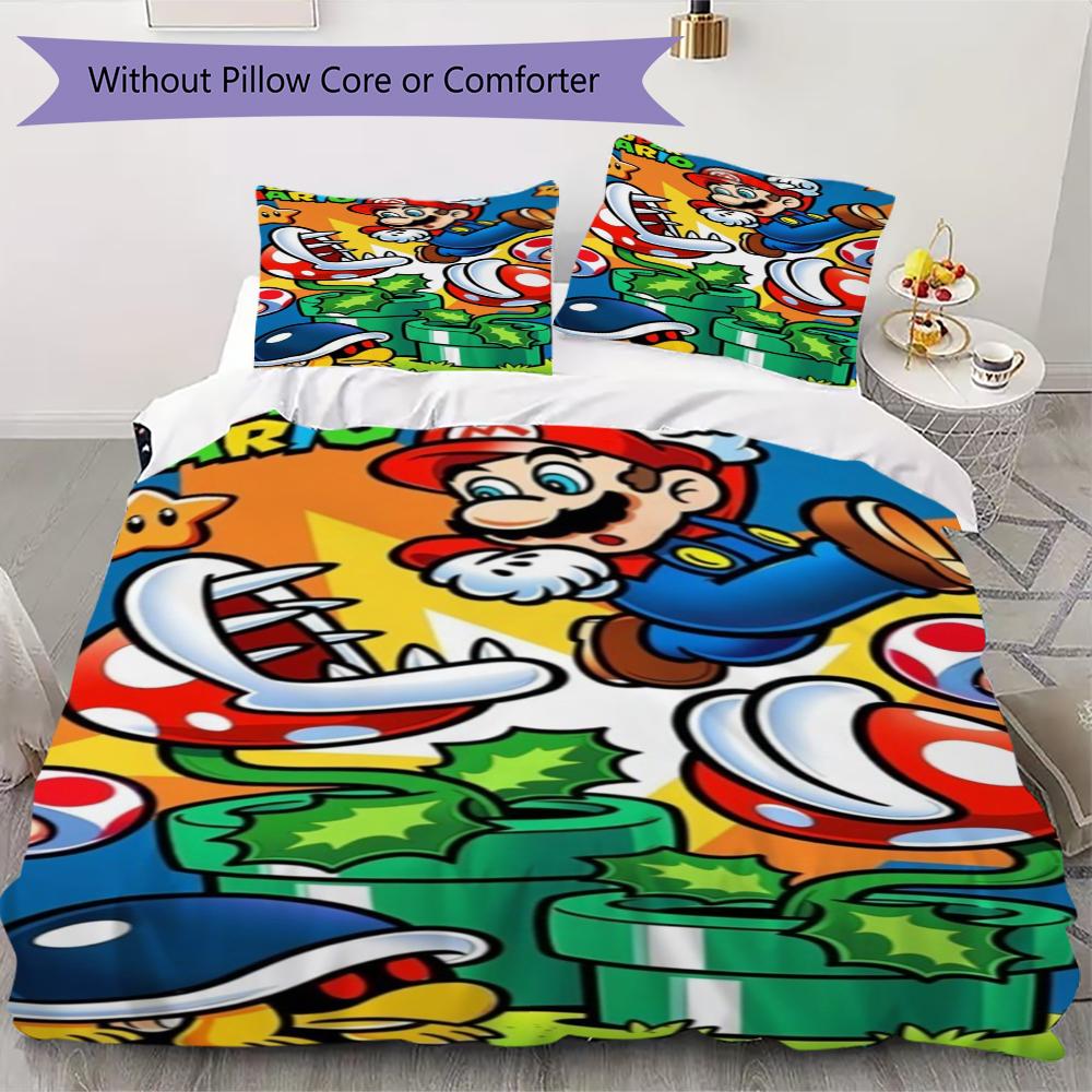 Super Mario Dodges Piranha Plants Bedding 1 Duvet Cover 2 Pillowcase Without Core Without Core Bedding Set Soft And Comfortable