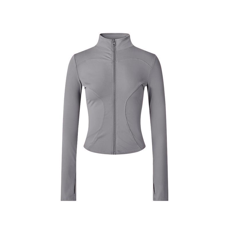 Women's Spring Yoga Jacket - Windproof Stand Collar, Slim Fit Zipper Cardigan for Running and Cycling.