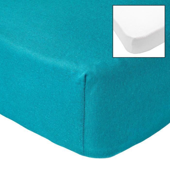 BABYCALIN Lot de 2 draps housse 60x120x15cm Tropical/blanc