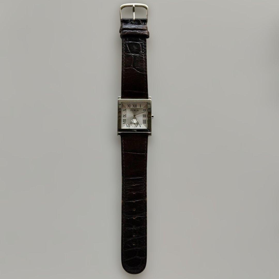 Used FURLA Watch Square Case Leather Belt