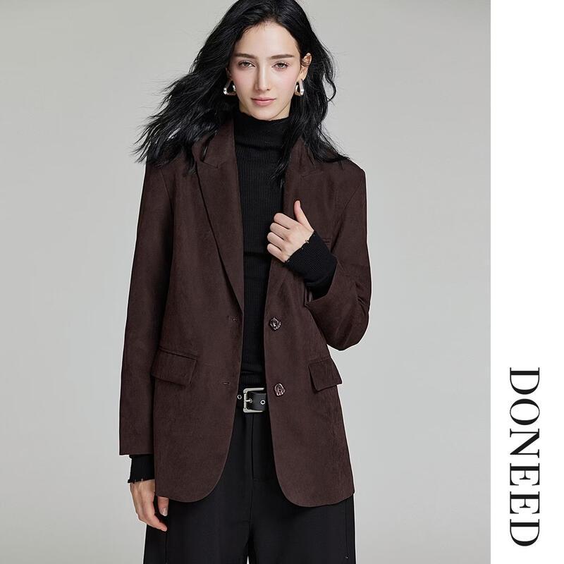 DONEED Women's Faux Suede Commuter Blazer
