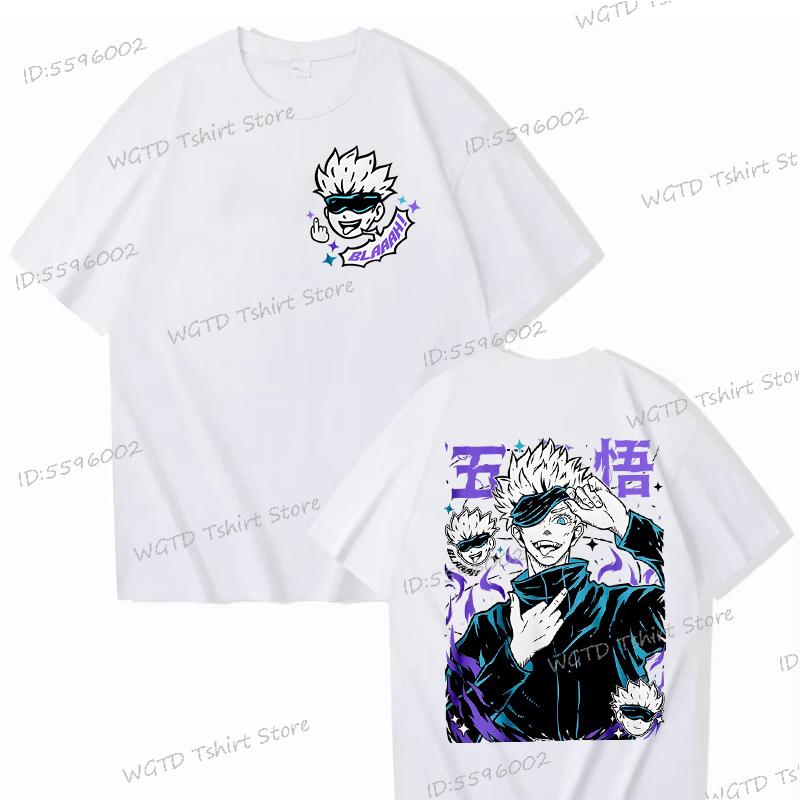 Gojo Satoru T-Shirt Unisex Jujutsu Kaisen Sukuna Print Mode Lässige Oberteile Kleidung Jujutsu Geschenk für Anime-Fans Baumwoll-T-Shirts