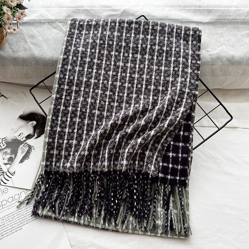 

Шарф из искусственного кашемира Xiaoxiangfeng для женщин на осень и зиму Новая круглая марлевая клетчатая большая шаль Многоцветный шарф с прострочкой Трендовый 200*68cm