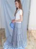 Etmont Check Frill Tiered Skirt, Navy