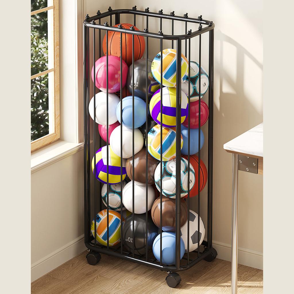 Garage Storage Rack Carbon Steel Large Capacity Rolling Sports Storage Cart with Wheels for Basket Foot