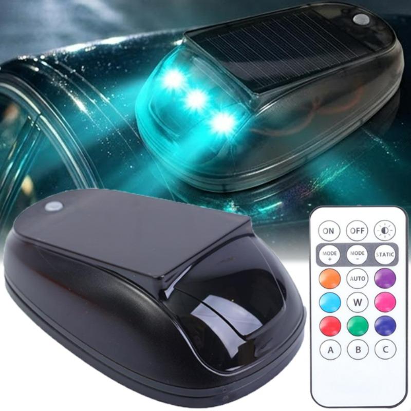 Roof Light LED Solar Remote Control Wiring Free Flash Car Navigation Lights Motorcycle Flashing Light Warning Light Signal Lamp