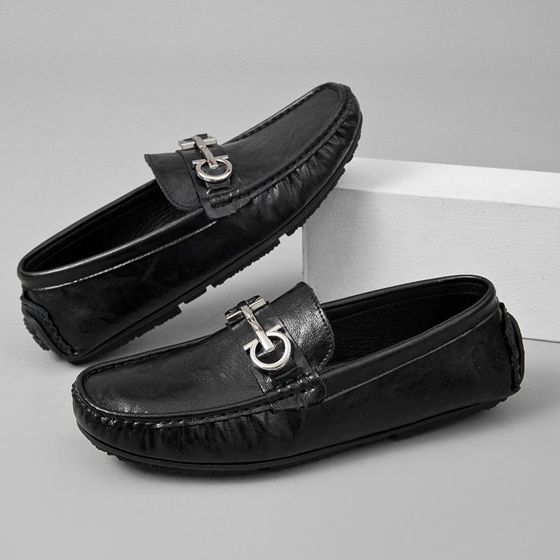Fashion Handmade Mens Business Shoes Round Toe Casual Loafers Comfortable Man Slip On Footwear Leisure Walk Moccasins Soft Driving Flats