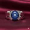 Blue Sapphire Lindy Star Ring for Women's, Birthstone Jewelry 925 Sterling Silver Ring, Lab Created Synthetic Star Ring